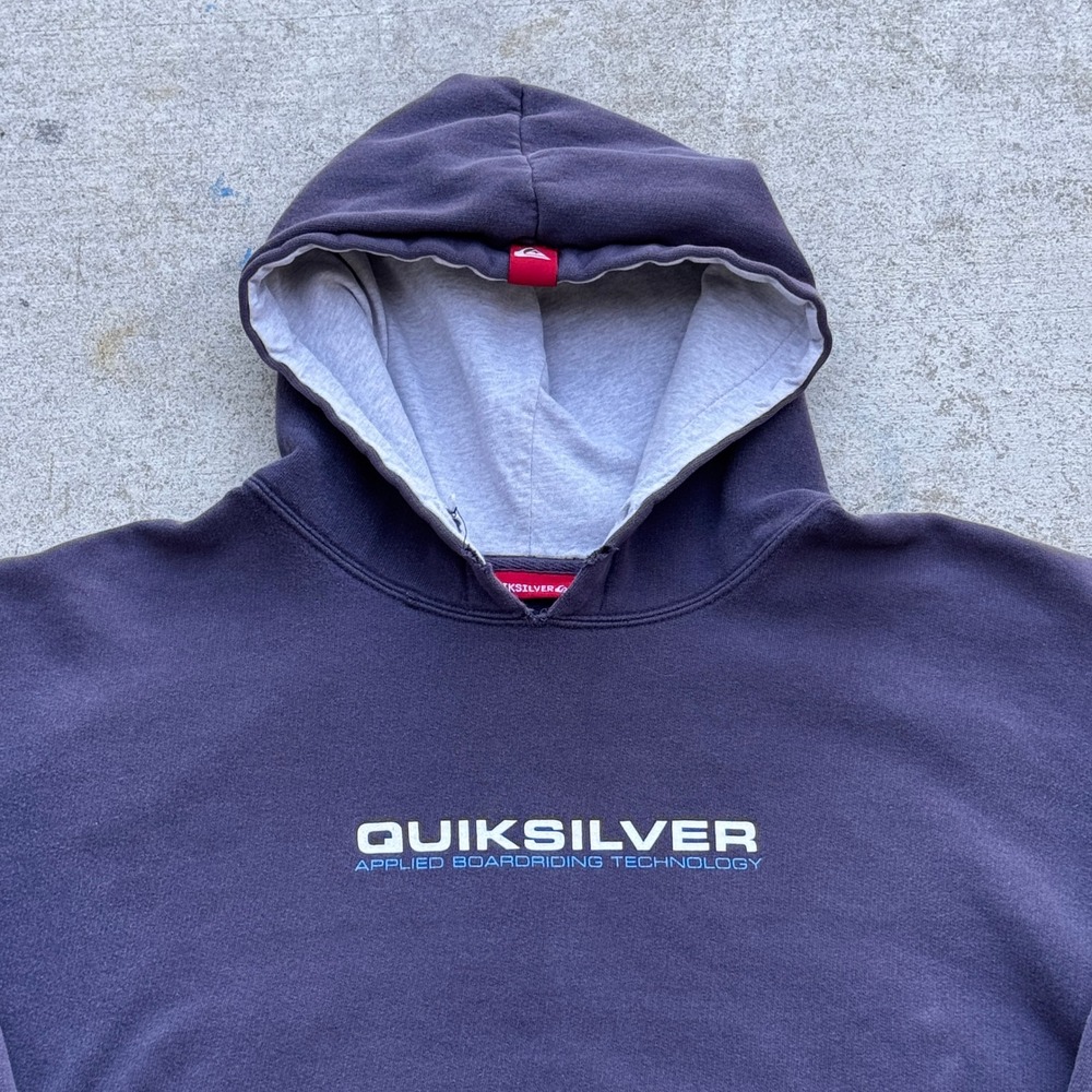 Vintage y2k Quiksilver Applied Boardriding Technology Hoodie Navy Blue Mens XL